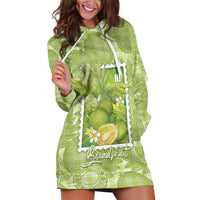 Aloha Hawaii Ulu Palaka Motifs Hoodie Dress Hawaiian Breadfruit Stylized Stamp LT14 Green - Polynesian Pride
