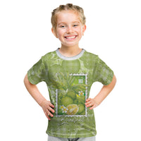 Aloha Hawaii Ulu Palaka Motifs Kid T Shirt Hawaiian Breadfruit Stylized Stamp LT14 Green - Polynesian Pride