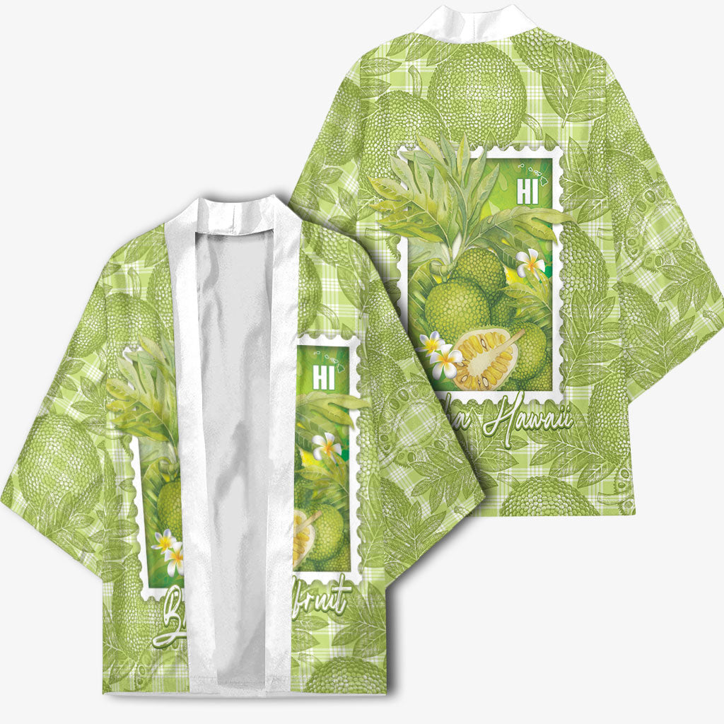 Aloha Hawaii Ulu Palaka Motifs Kimono Hawaiian Breadfruit Stylized Stamp LT14 - Polynesian Pride