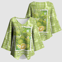 Aloha Hawaii Ulu Palaka Motifs Kimono Sleeve Blouse Hawaiian Breadfruit Stylized Stamp LT14 - Polynesian Pride