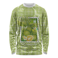 Aloha Hawaii Ulu Palaka Motifs Long Sleeve Shirt Hawaiian Breadfruit Stylized Stamp LT14 Unisex Green - Polynesian Pride