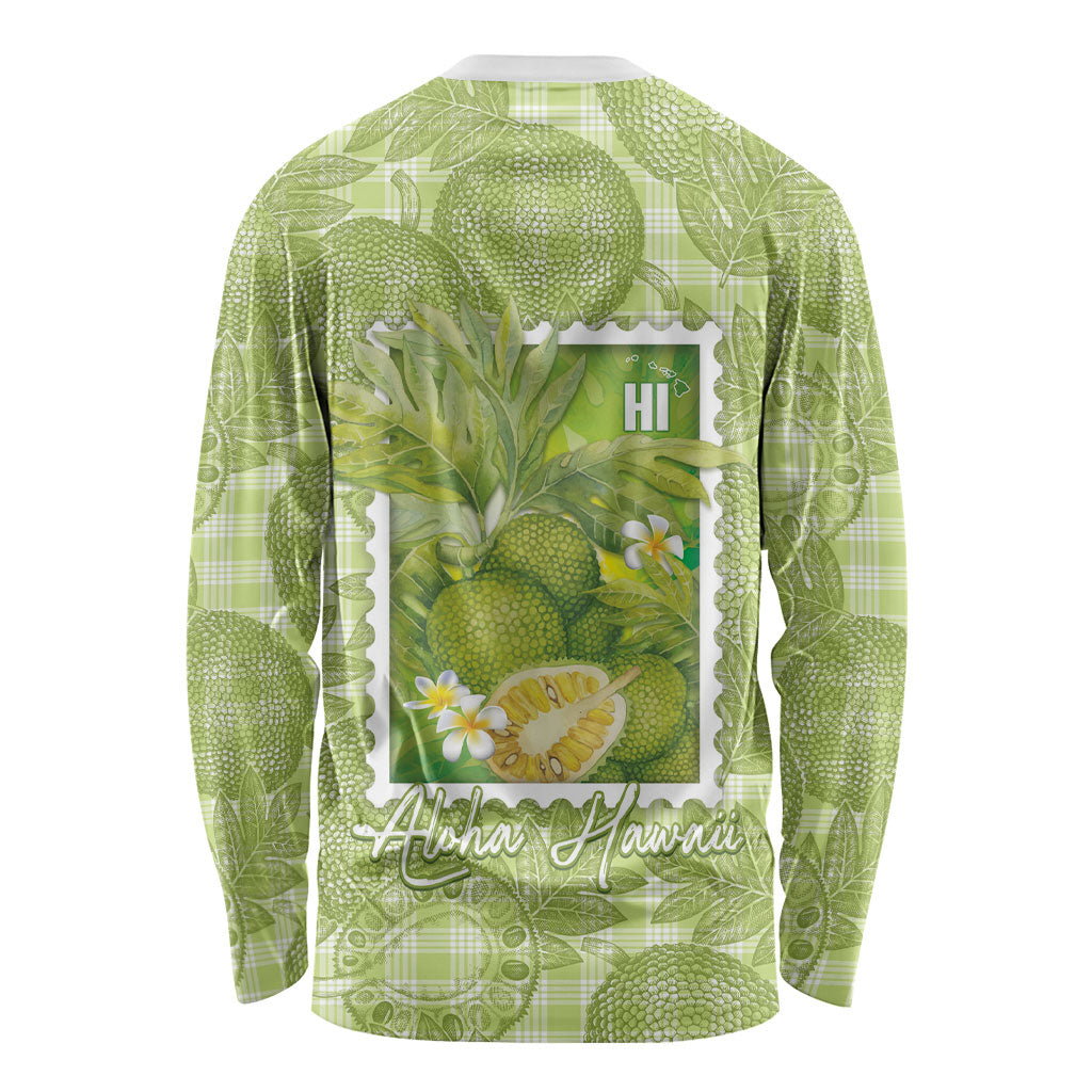 Aloha Hawaii Ulu Palaka Motifs Long Sleeve Shirt Hawaiian Breadfruit Stylized Stamp LT14 - Polynesian Pride