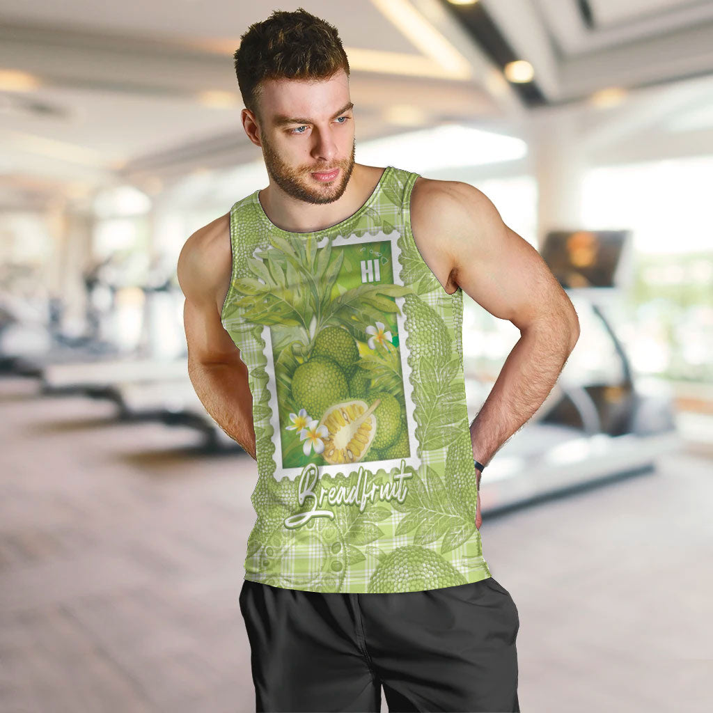 Aloha Hawaii Ulu Palaka Motifs Men Tank Top Hawaiian Breadfruit Stylized Stamp LT14 Green - Polynesian Pride