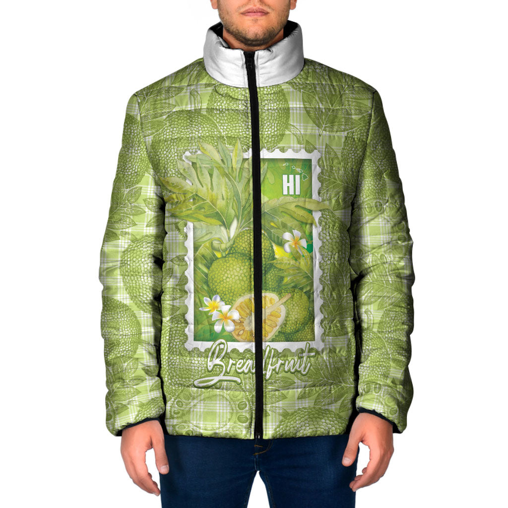 Aloha Hawaii Ulu Palaka Motifs Padded Jacket Hawaiian Breadfruit Stylized Stamp LT14 Men Green - Polynesian Pride
