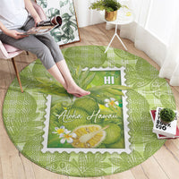 Aloha Hawaii Ulu Palaka Motifs Round Carpet Hawaiian Breadfruit Stylized Stamp LT14 - Polynesian Pride