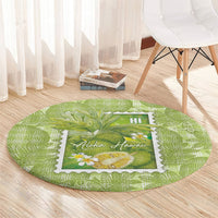 Aloha Hawaii Ulu Palaka Motifs Round Carpet Hawaiian Breadfruit Stylized Stamp LT14 - Polynesian Pride
