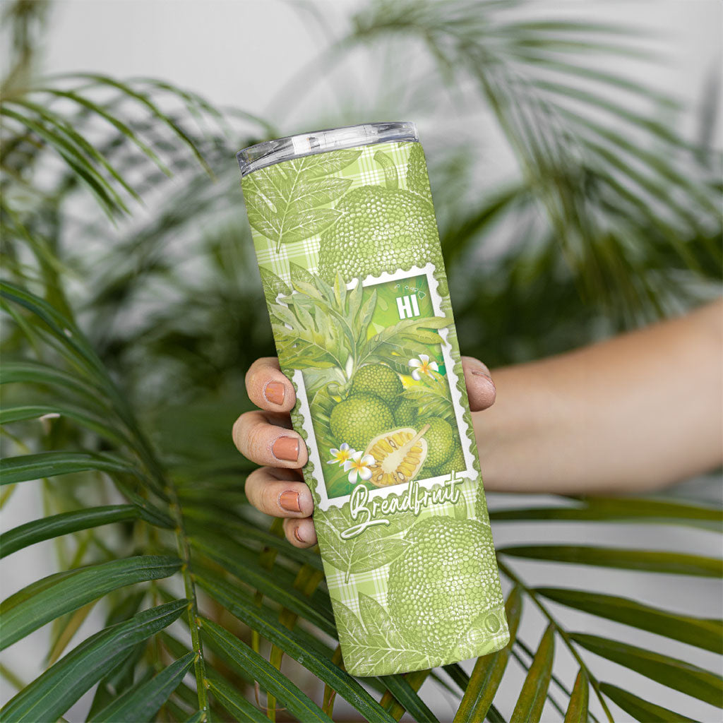 Aloha Hawaii Ulu Palaka Motifs Skinny Tumbler Hawaiian Breadfruit Stylized Stamp LT14 - Polynesian Pride