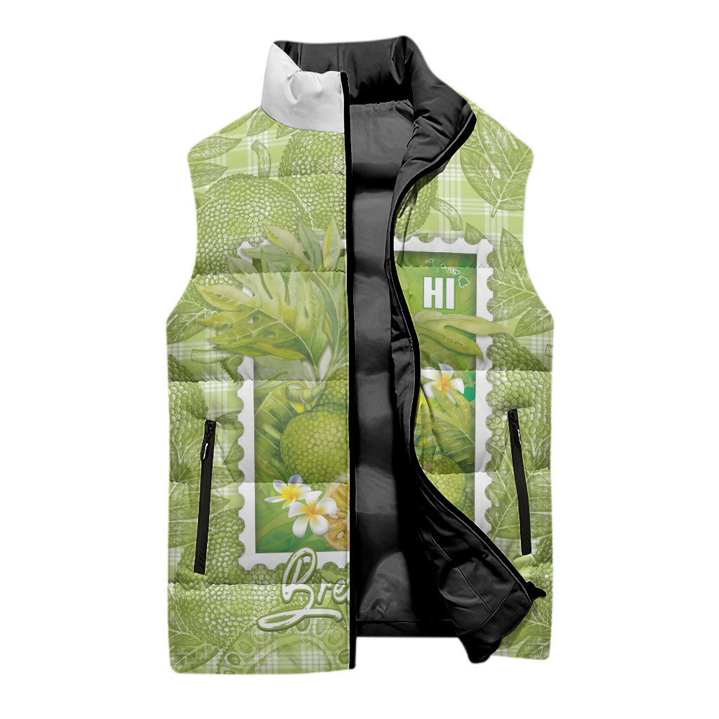 Aloha Hawaii Ulu Palaka Motifs Sleeveless Puffer Jacket Hawaiian Breadfruit Stylized Stamp LT14 - Polynesian Pride