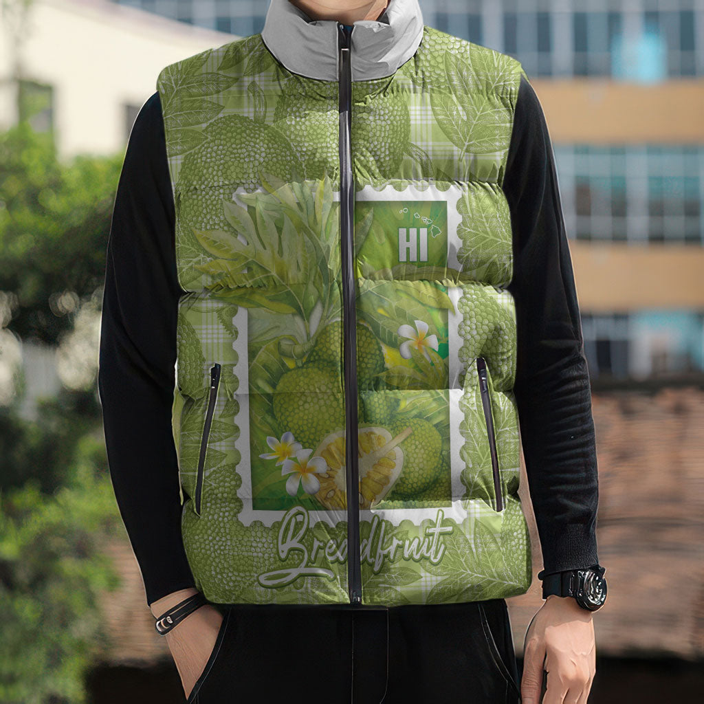 Aloha Hawaii Ulu Palaka Motifs Sleeveless Puffer Jacket Hawaiian Breadfruit Stylized Stamp LT14 - Polynesian Pride