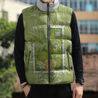 Aloha Hawaii Ulu Palaka Motifs Sleeveless Puffer Jacket Hawaiian Breadfruit Stylized Stamp LT14 - Polynesian Pride