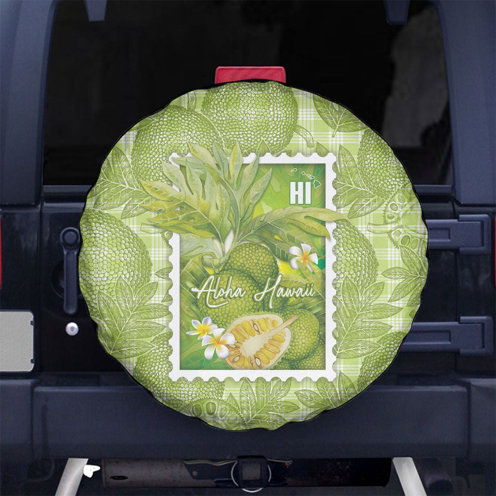 Aloha Hawaii Ulu Palaka Motifs Spare Tire Cover Hawaiian Breadfruit Stylized Stamp LT14 No hole Green - Polynesian Pride