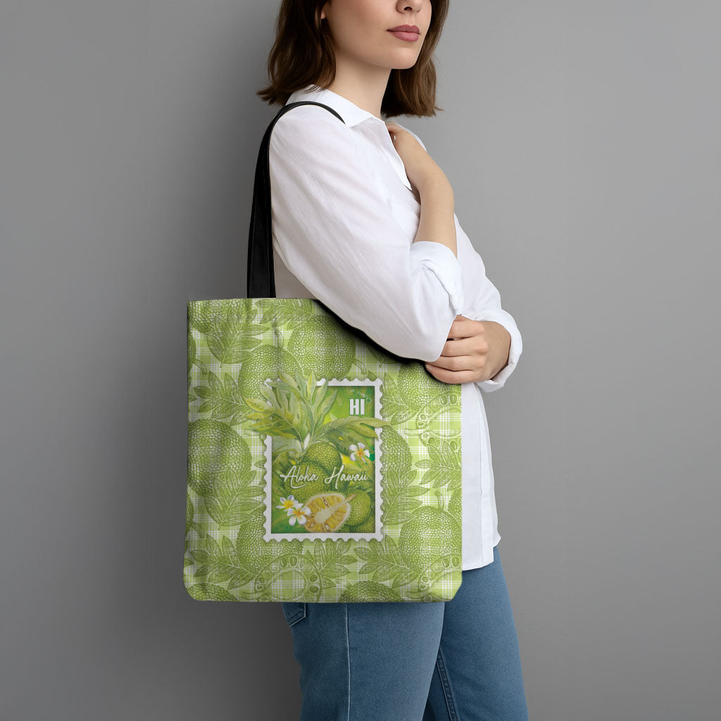 Aloha Hawaii Ulu Palaka Motifs Tote Bag Hawaiian Breadfruit Stylized Stamp LT14 - Polynesian Pride