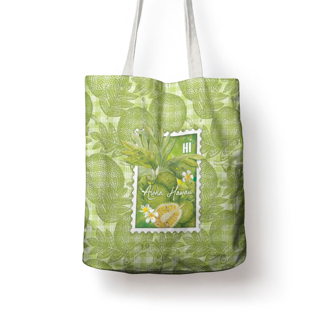 Aloha Hawaii Ulu Palaka Motifs Tote Bag Hawaiian Breadfruit Stylized Stamp LT14 - Polynesian Pride