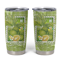 Aloha Hawaii Ulu Palaka Motifs Tumbler Cup Hawaiian Breadfruit Stylized Stamp LT14 Green - Polynesian Pride