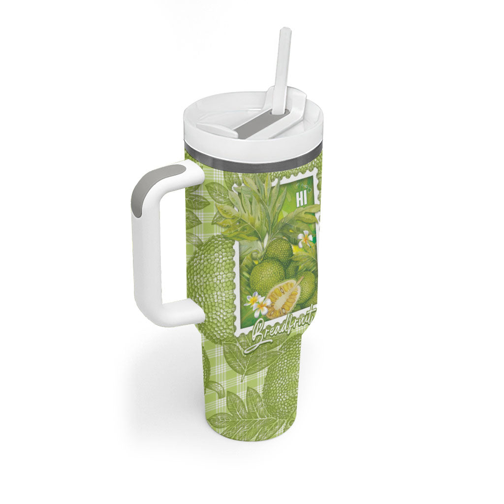 Aloha Hawaii Ulu Palaka Motifs Tumbler With Handle Hawaiian Breadfruit Stylized Stamp LT14 - Polynesian Pride