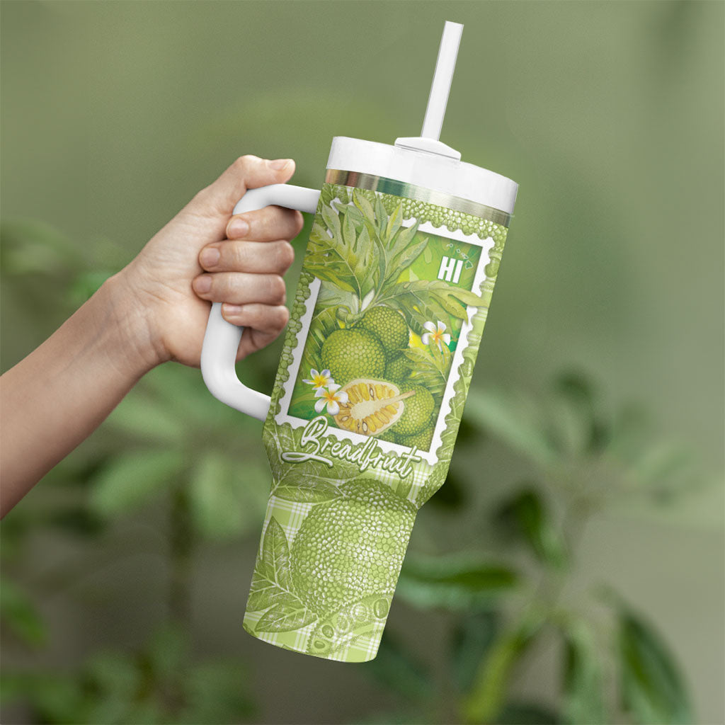 Aloha Hawaii Ulu Palaka Motifs Tumbler With Handle Hawaiian Breadfruit Stylized Stamp LT14 - Polynesian Pride
