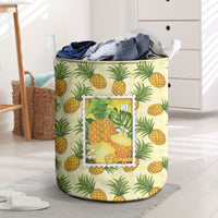 Aloha Hawaii Hala Kahiki Palaka Motifs Laundry Basket Hawaiian Pineapple Stylized Stamp LT14 Yellow - Polynesian Pride