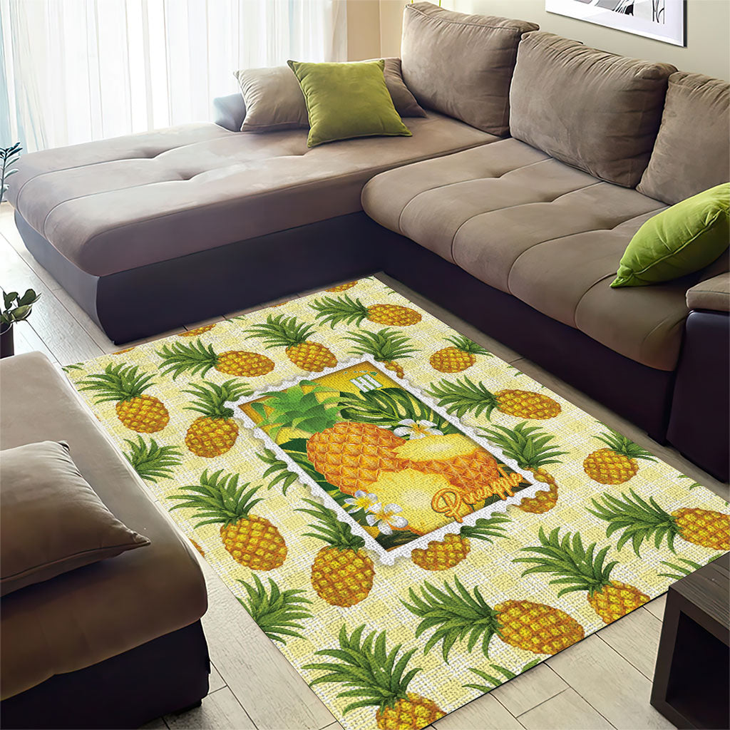 Aloha Hawaii Hala Kahiki Palaka Motifs Area Rug Hawaiian Pineapple Stylized Stamp LT14 - Polynesian Pride