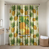 Aloha Hawaii Hala Kahiki Palaka Motifs Bathroom Set Hawaiian Pineapple Stylized Stamp LT14 Shower Curtain Only Yellow - Polynesian Pride