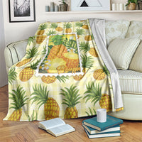 Aloha Hawaii Hala Kahiki Palaka Motifs Blanket Hawaiian Pineapple Stylized Stamp LT14 Yellow - Polynesian Pride