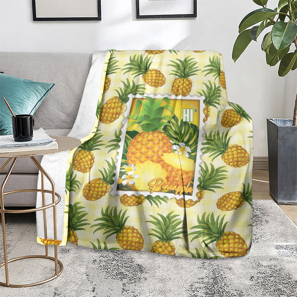 Aloha Hawaii Hala Kahiki Palaka Motifs Blanket Hawaiian Pineapple Stylized Stamp LT14 - Polynesian Pride