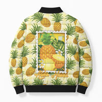 Aloha Hawaii Hala Kahiki Palaka Motifs Bomber Puffer Jacket Hawaiian Pineapple Stylized Stamp LT14 - Polynesian Pride