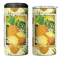 Aloha Hawaii Hala Kahiki Palaka Motifs 4 in 1 Can Cooler Tumbler Hawaiian Pineapple Stylized Stamp LT14 One Size: 16 oz Yellow - Polynesian Pride