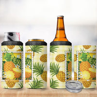 Aloha Hawaii Hala Kahiki Palaka Motifs 4 in 1 Can Cooler Tumbler Hawaiian Pineapple Stylized Stamp LT14 - Polynesian Pride