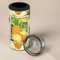 Aloha Hawaii Hala Kahiki Palaka Motifs 4 in 1 Can Cooler Tumbler Hawaiian Pineapple Stylized Stamp LT14 - Polynesian Pride