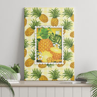Aloha Hawaii Hala Kahiki Palaka Motifs Canvas Wall Art Hawaiian Pineapple Stylized Stamp LT14 - Polynesian Pride