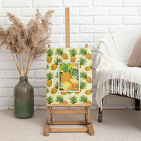 Aloha Hawaii Hala Kahiki Palaka Motifs Canvas Wall Art Hawaiian Pineapple Stylized Stamp LT14 - Polynesian Pride