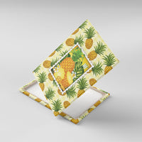 Aloha Hawaii Hala Kahiki Palaka Motifs Canvas Wall Art Hawaiian Pineapple Stylized Stamp LT14 With Frame Yellow - Polynesian Pride