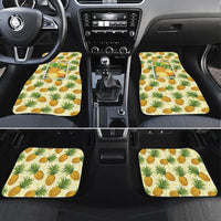 Aloha Hawaii Hala Kahiki Palaka Motifs Car Mats Hawaiian Pineapple Stylized Stamp LT14 Set 4pcs Yellow - Polynesian Pride