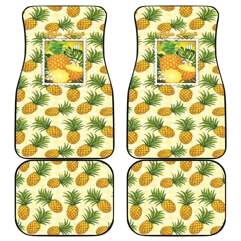 Aloha Hawaii Hala Kahiki Palaka Motifs Car Mats Hawaiian Pineapple Stylized Stamp LT14 - Polynesian Pride