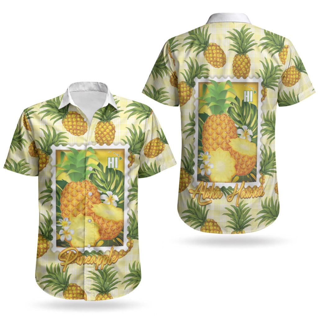 Aloha Hawaii Hala Kahiki Palaka Motifs Couples Matching Mermaid Dress and Hawaiian Shirt Hawaiian Pineapple Stylized Stamp LT14 - Polynesian Pride