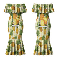Aloha Hawaii Hala Kahiki Palaka Motifs Couples Matching Mermaid Dress and Hawaiian Shirt Hawaiian Pineapple Stylized Stamp LT14 - Polynesian Pride