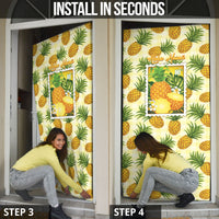 Aloha Hawaii Hala Kahiki Palaka Motifs Door Cover Hawaiian Pineapple Stylized Stamp LT14 - Polynesian Pride
