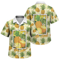 Aloha Hawaii Hala Kahiki Palaka Motifs Family Matching Puletasi and Hawaiian Shirt Hawaiian Pineapple Stylized Stamp LT14 Son's Shirt Yellow - Polynesian Pride
