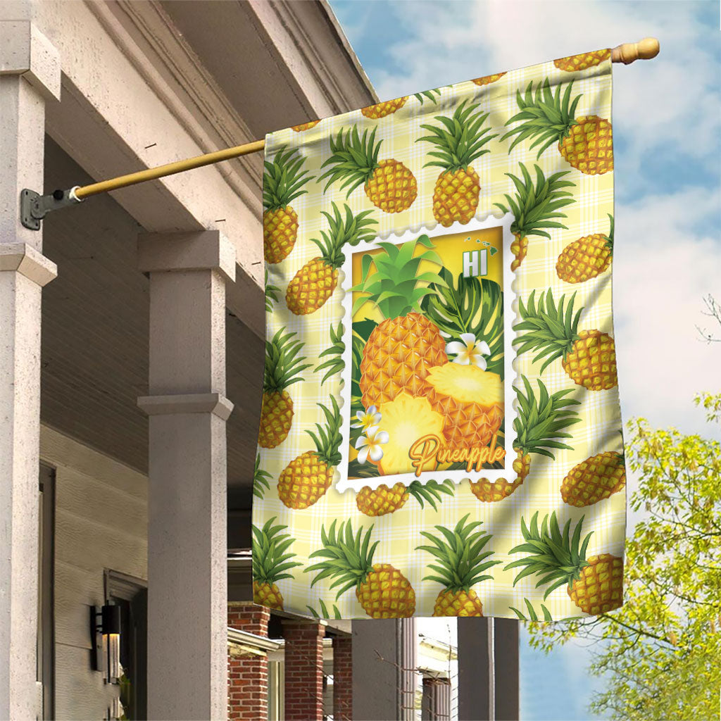 Aloha Hawaii Hala Kahiki Palaka Motifs Garden Flag Hawaiian Pineapple Stylized Stamp LT14 House Flag Yellow - Polynesian Pride
