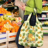 Aloha Hawaii Hala Kahiki Palaka Motifs Grocery Bag Hawaiian Pineapple Stylized Stamp LT14 - Polynesian Pride