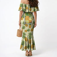 Aloha Hawaii Hala Kahiki Palaka Motifs Mermaid Dress Hawaiian Pineapple Stylized Stamp LT14 - Polynesian Pride