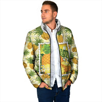 Aloha Hawaii Hala Kahiki Palaka Motifs Padded Jacket Hawaiian Pineapple Stylized Stamp LT14 - Polynesian Pride
