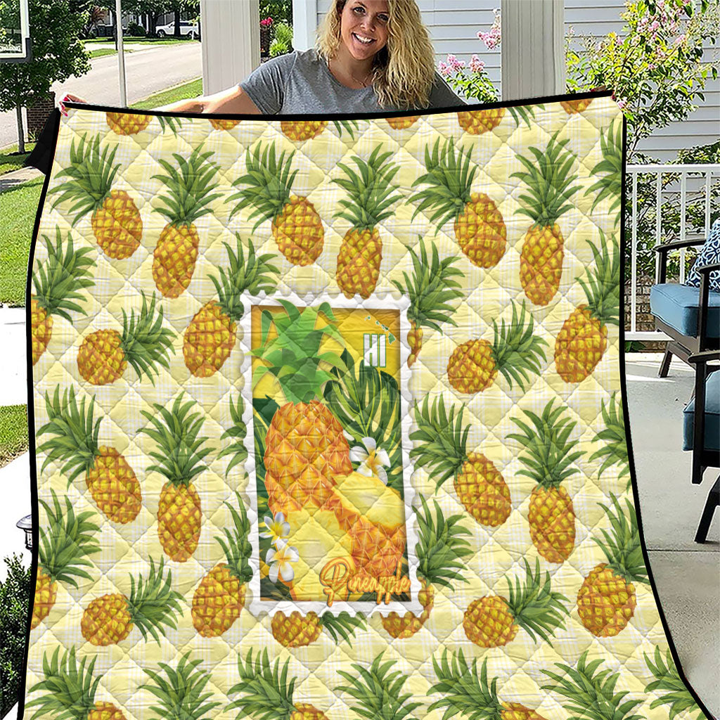 Aloha Hawaii Hala Kahiki Palaka Motifs Quilt Hawaiian Pineapple Stylized Stamp LT14 Yellow - Polynesian Pride