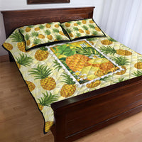 Aloha Hawaii Hala Kahiki Palaka Motifs Quilt Bed Set Hawaiian Pineapple Stylized Stamp LT14 - Polynesian Pride