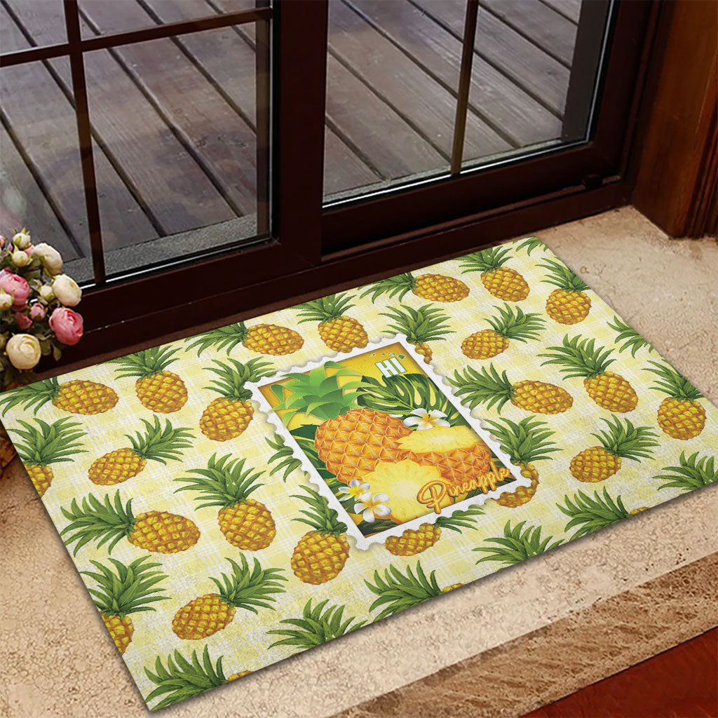 Aloha Hawaii Hala Kahiki Palaka Motifs Rubber Doormat Hawaiian Pineapple Stylized Stamp LT14 - Polynesian Pride