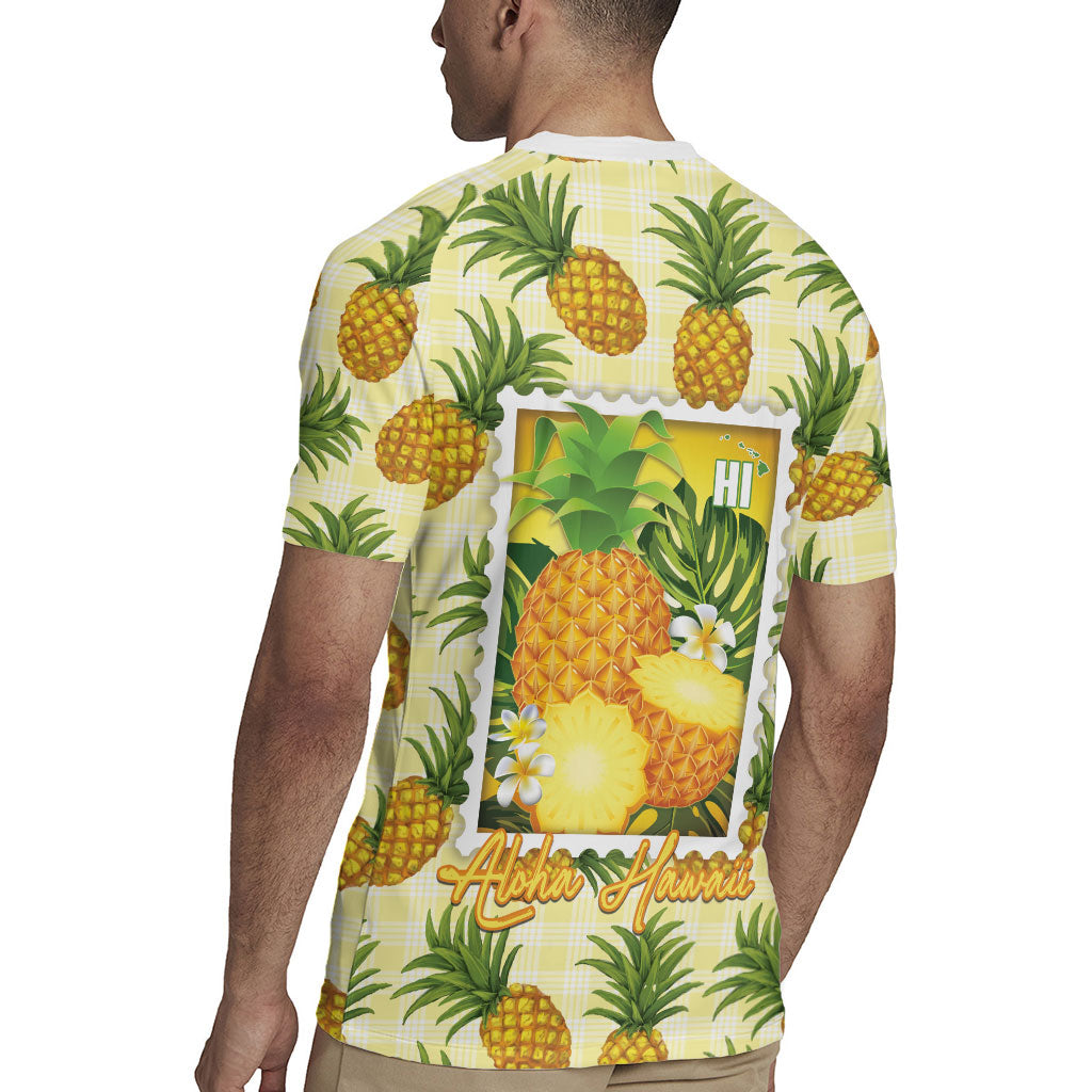 Aloha Hawaii Hala Kahiki Palaka Motifs Rugby Jersey Hawaiian Pineapple Stylized Stamp LT14 - Polynesian Pride