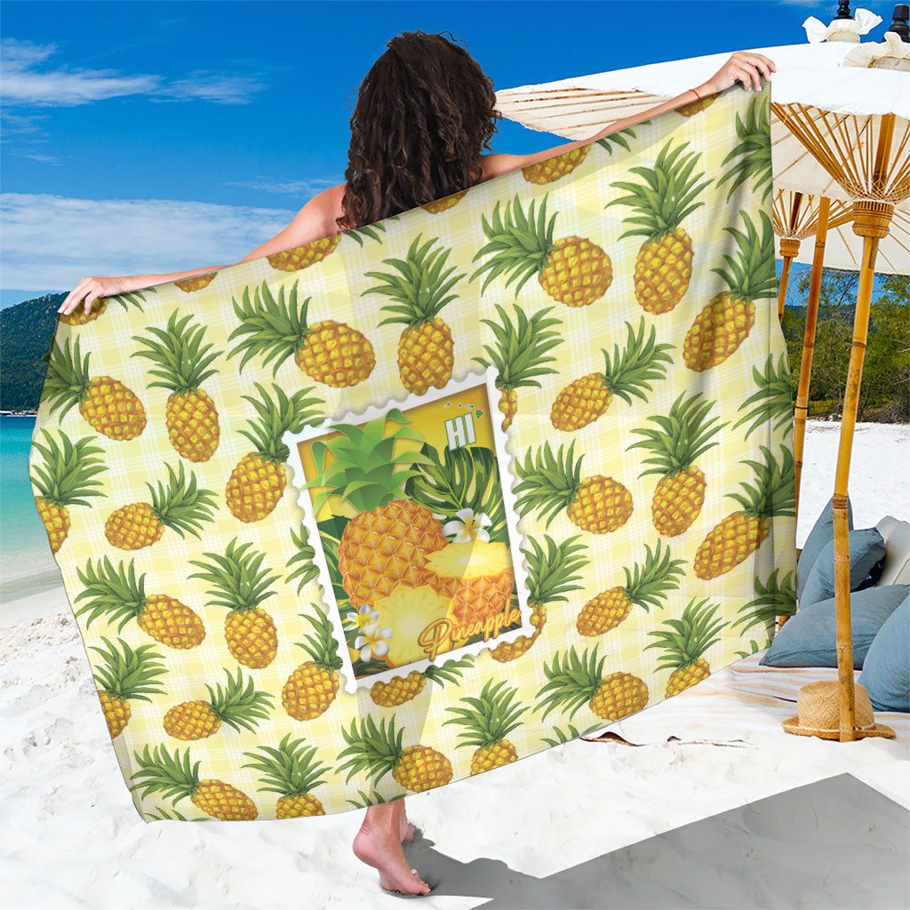 Aloha Hawaii Hala Kahiki Palaka Motifs Sarong Hawaiian Pineapple Stylized Stamp LT14 One Size 44 x 66 inches Yellow - Polynesian Pride