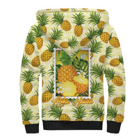 Aloha Hawaii Hala Kahiki Palaka Motifs Sherpa Hoodie Hawaiian Pineapple Stylized Stamp LT14 - Polynesian Pride
