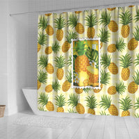 Aloha Hawaii Hala Kahiki Palaka Motifs Shower Curtain Hawaiian Pineapple Stylized Stamp LT14 - Polynesian Pride