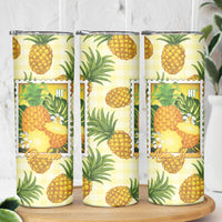 Aloha Hawaii Hala Kahiki Palaka Motifs Skinny Tumbler Hawaiian Pineapple Stylized Stamp LT14 - Polynesian Pride